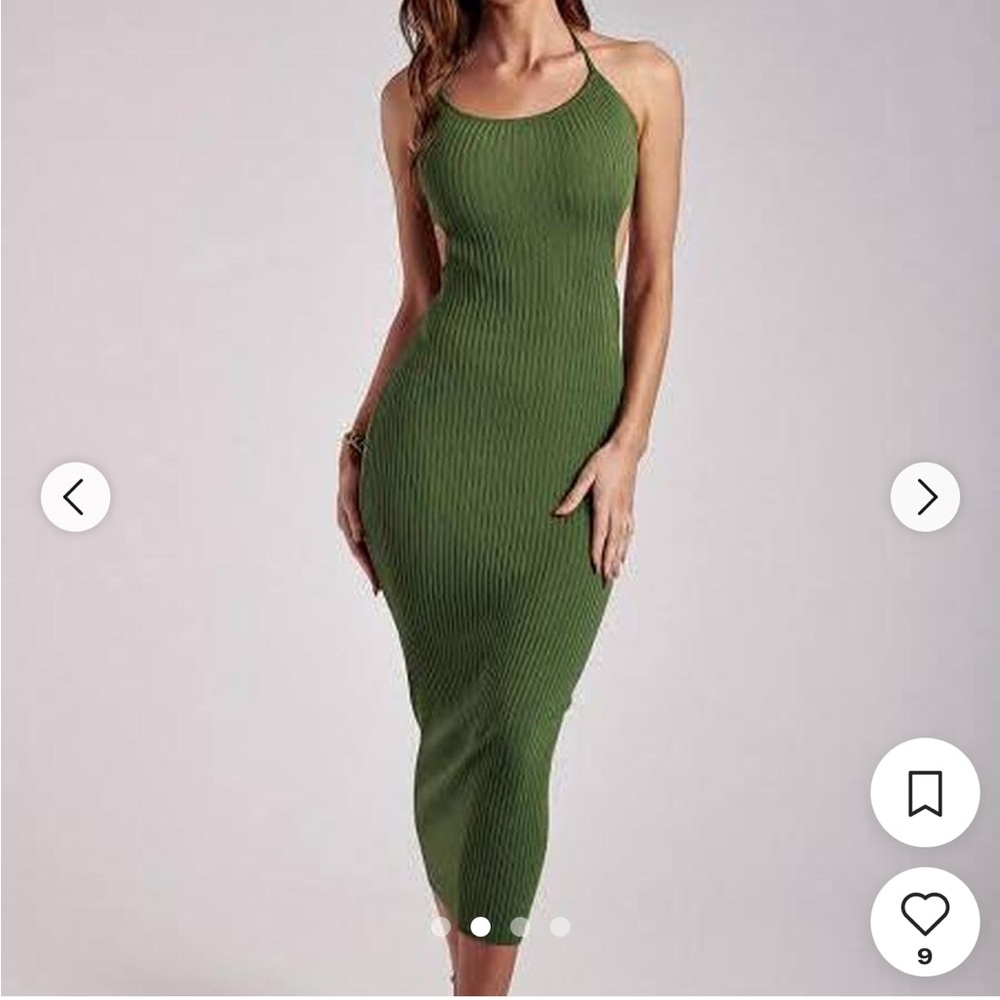 Meshki Olive Ribbed Midi Dress
